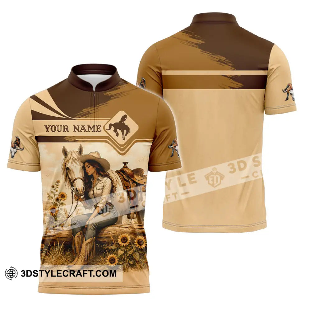 Women Shirt - Custom Cowgirl Shirt - Zipper Polo Shirt / S - T-shirt
