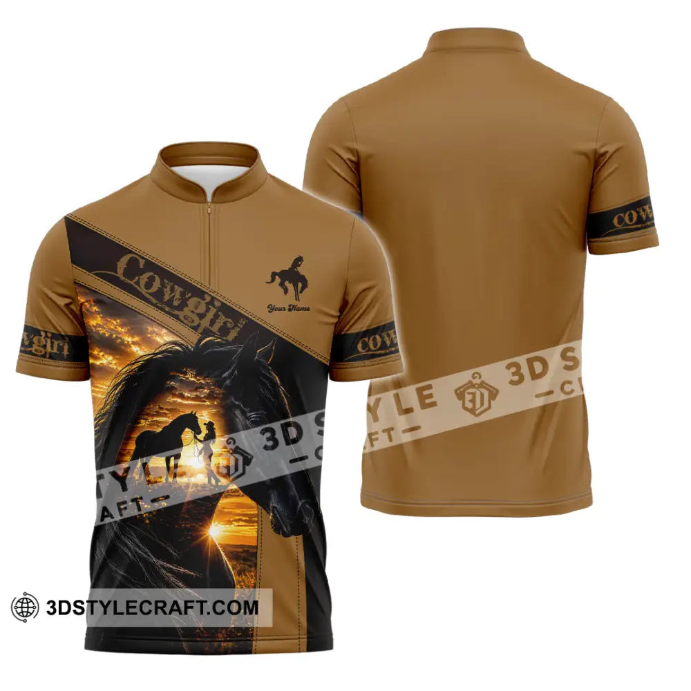 Women Shirt - Custom Cowgirl Shirt - Zipper Polo Shirt / S - T-shirt