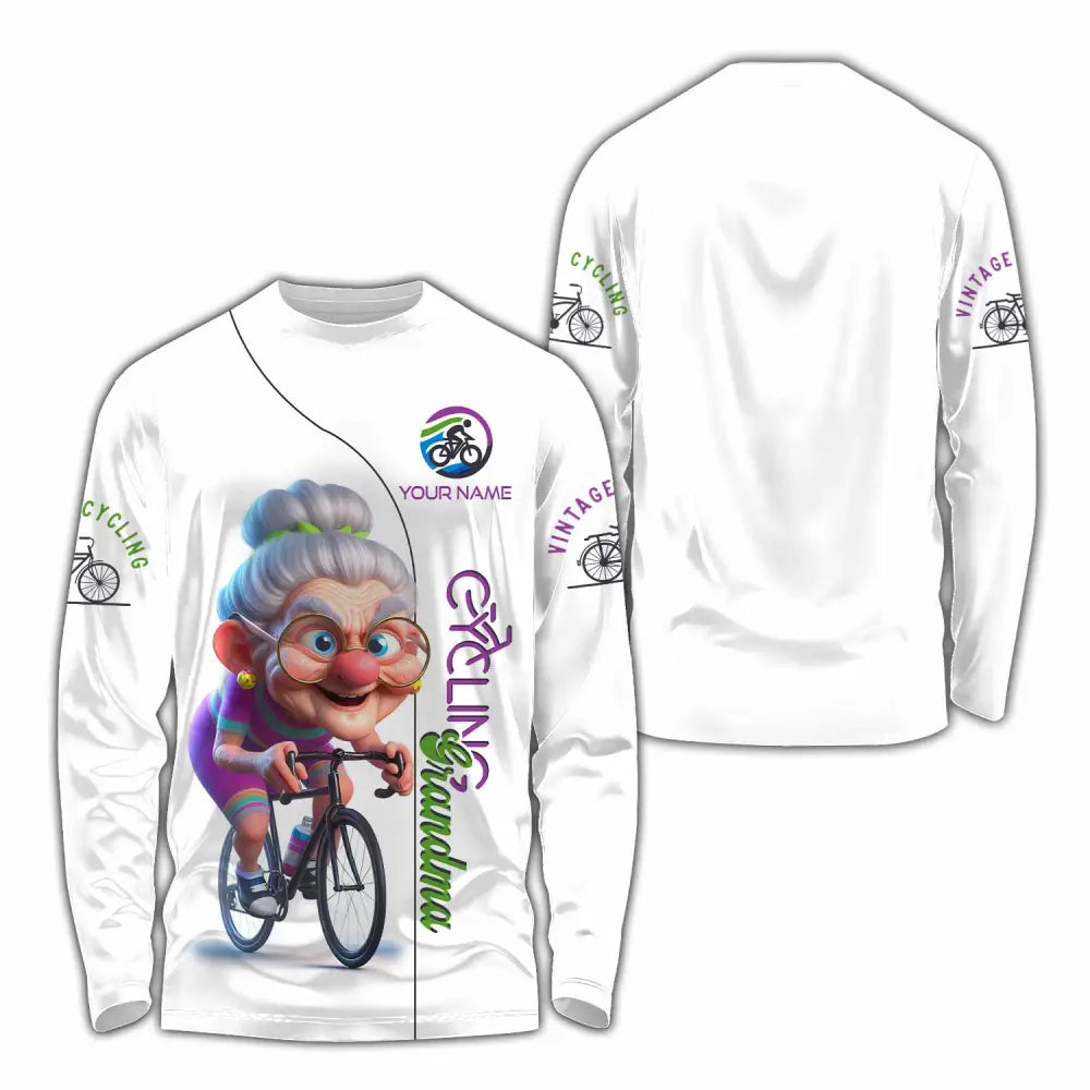 Women Shirt - Custom Cycling Grandma Sports Shirt Long Sleeve Shirt / S T-shirt