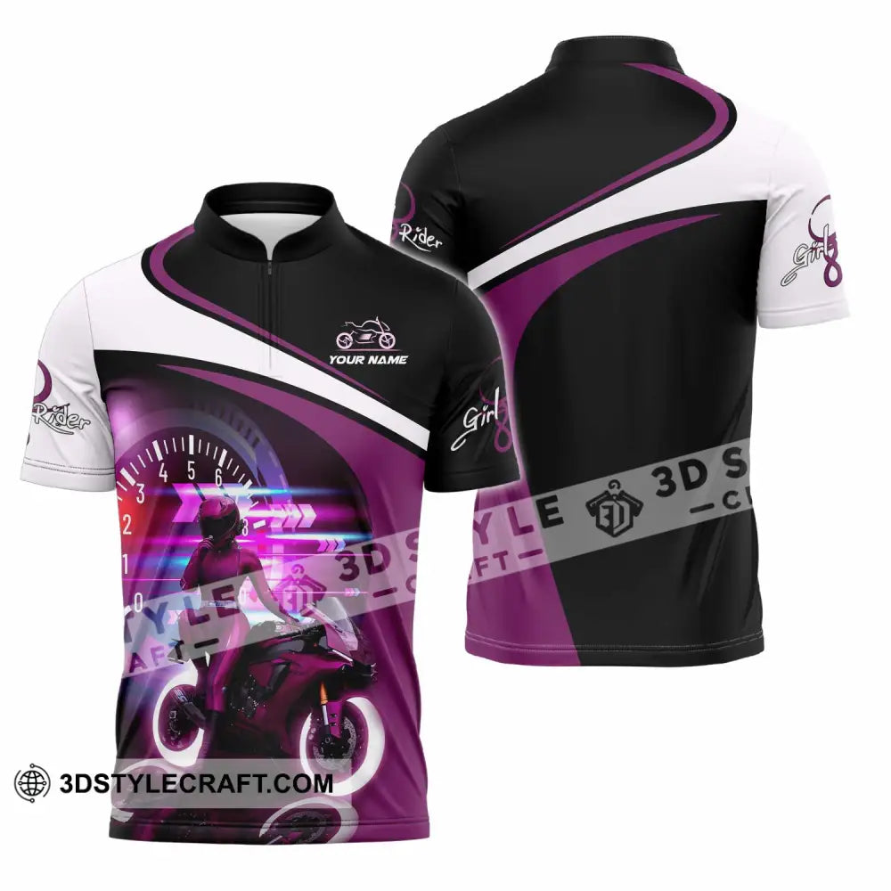 Women Shirt - Custom Girl Rider Shirt - Zipper Polo Shirt / S - T-shirt