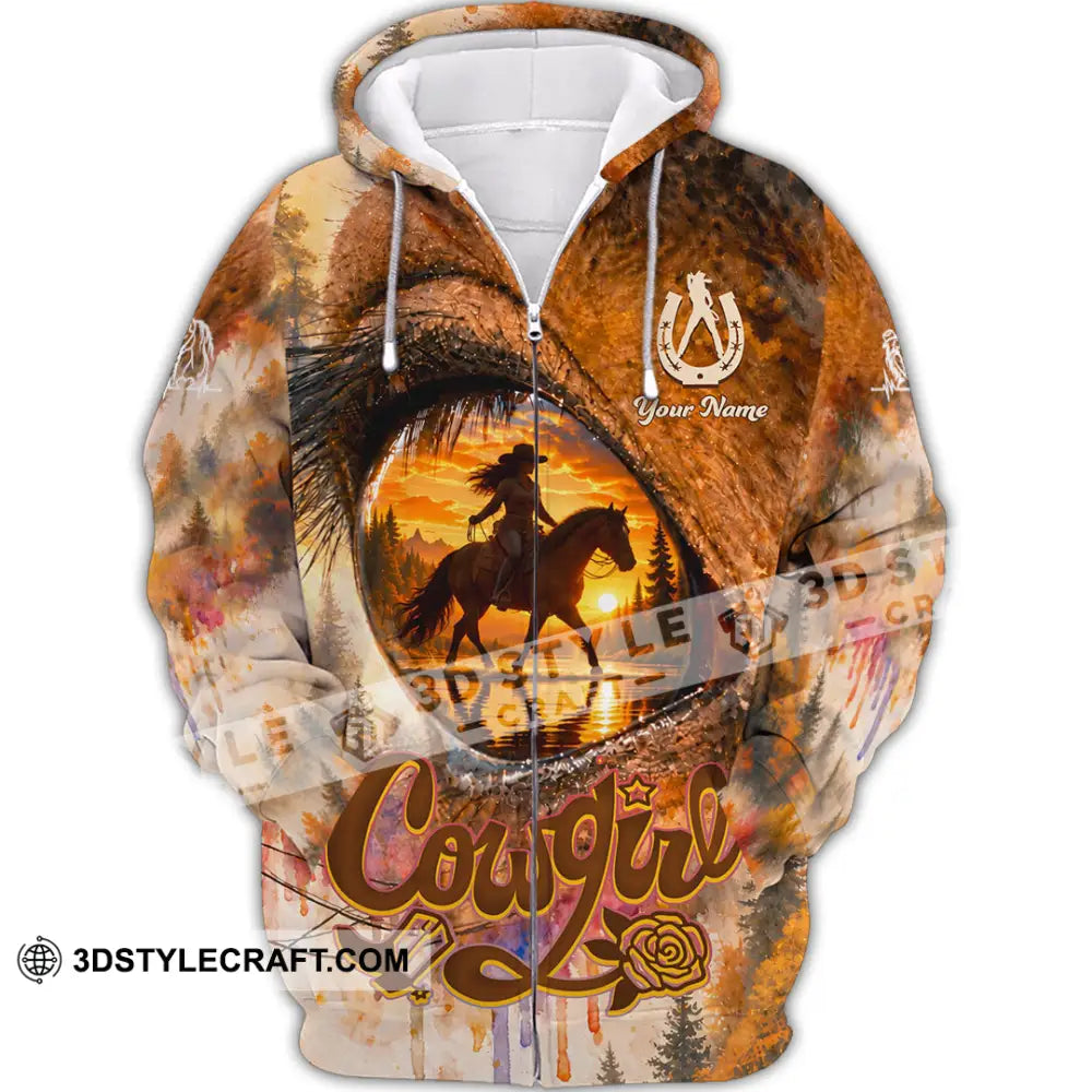 Women Shirt - Custom Horse Girl Cowgirl Shirt - Zipper Hoodie / S - T-shirt