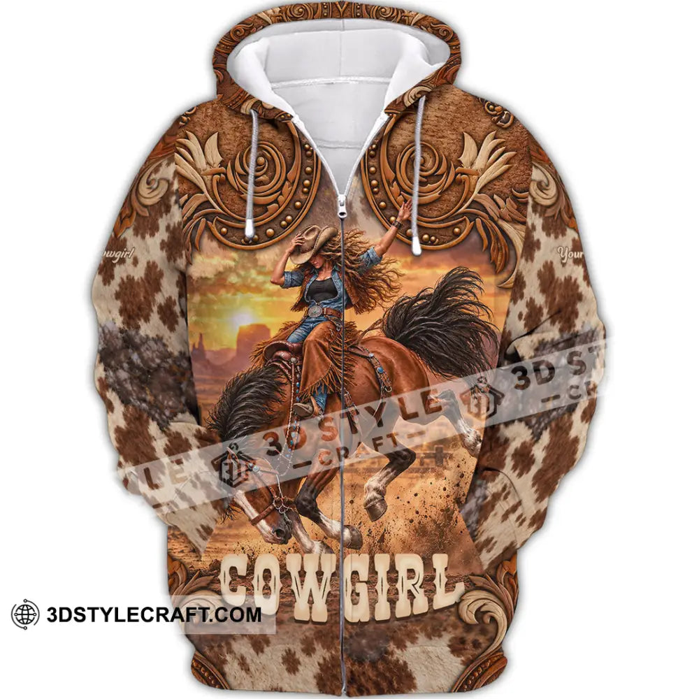 Women Shirt - Custom Horse Girl Cowgirl Shirt - Zipper Hoodie / S - T-shirt