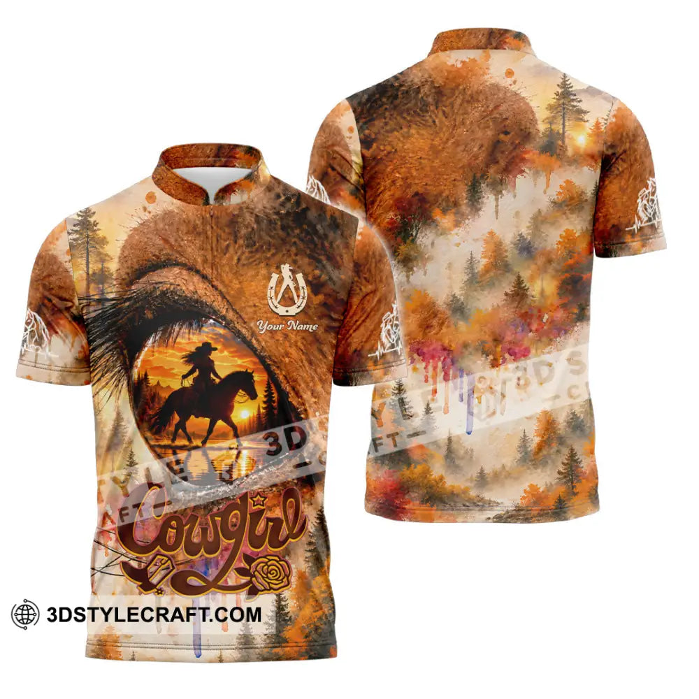 Women Shirt - Custom Horse Girl Cowgirl Shirt - Zipper Polo Shirt / S - T-shirt