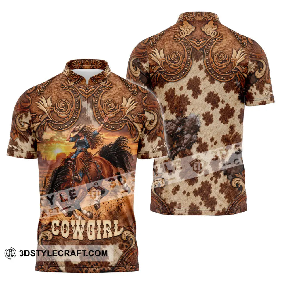 Women Shirt - Custom Horse Girl Cowgirl Shirt - Zipper Polo Shirt / S - T-shirt