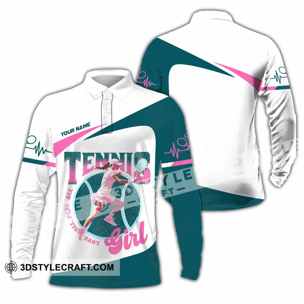 Women Shirt - Custom Love All Play All Tennis Lover Shirt Long Sleeve Polo / S T-shirt