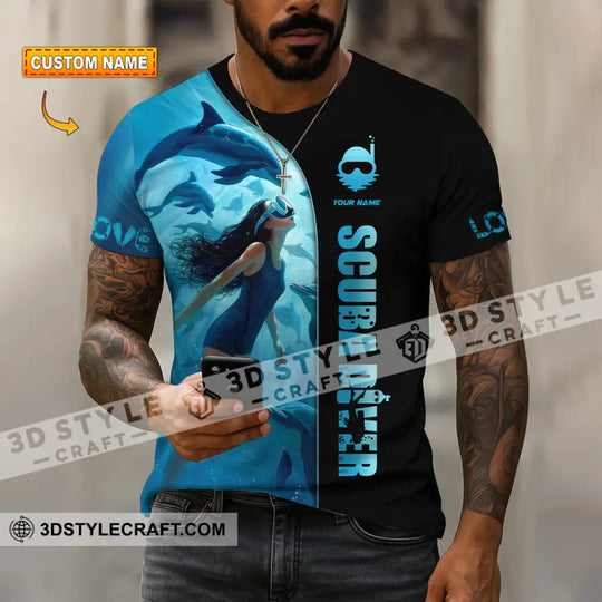 Women Shirt - Custom Love Scuba Diving Shirt For Diver style option 2