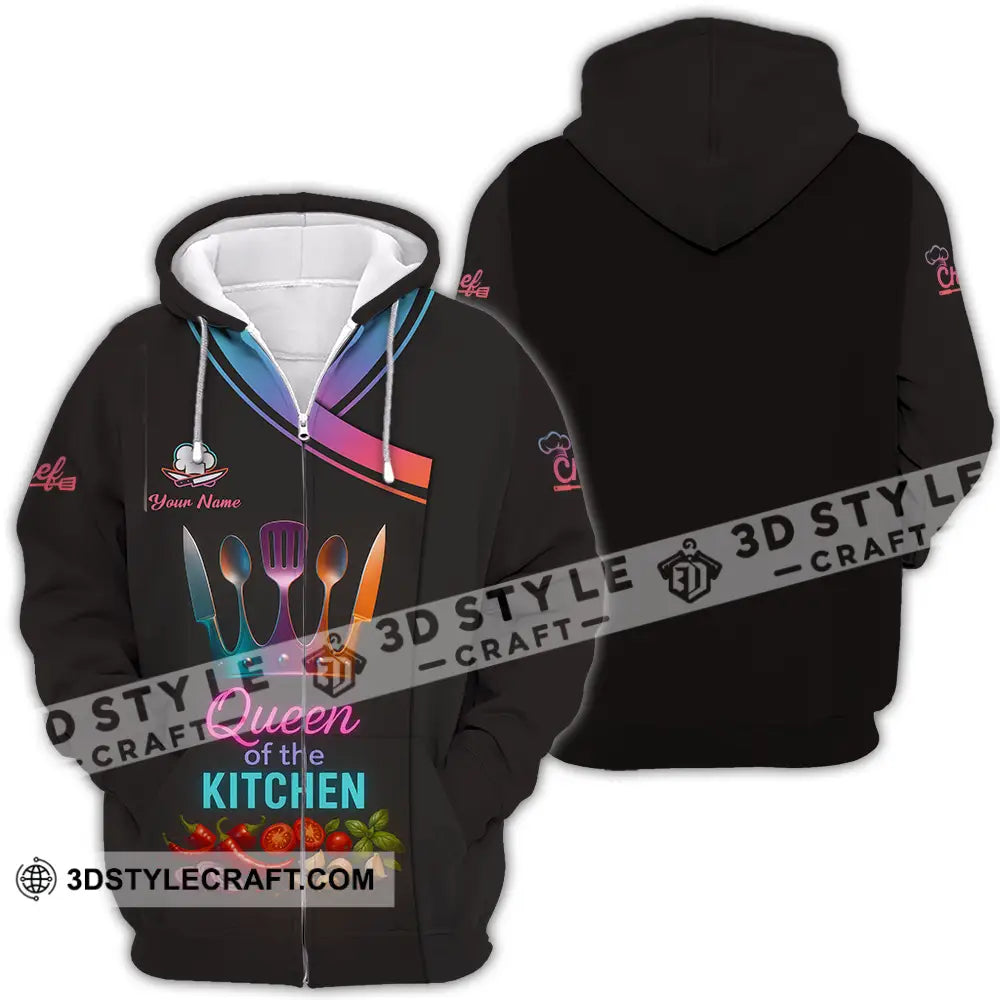 Women Shirt - Custom Queen Of The Kitchen Master Chef Shirt Zipper Hoodie / S T-shirt