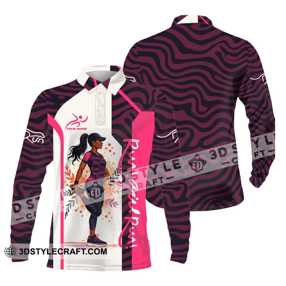 Women Shirt - Custom Run Girl Run 3D Shirt Long Sleeve Polo / S T-shirt