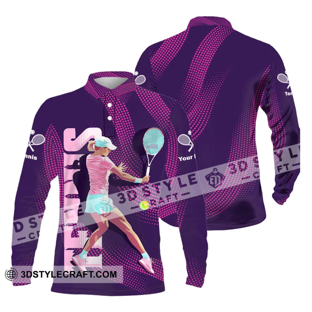 Women Shirt - Custom Tennis 3D Shirt Long Sleeve Polo / S T-shirt
