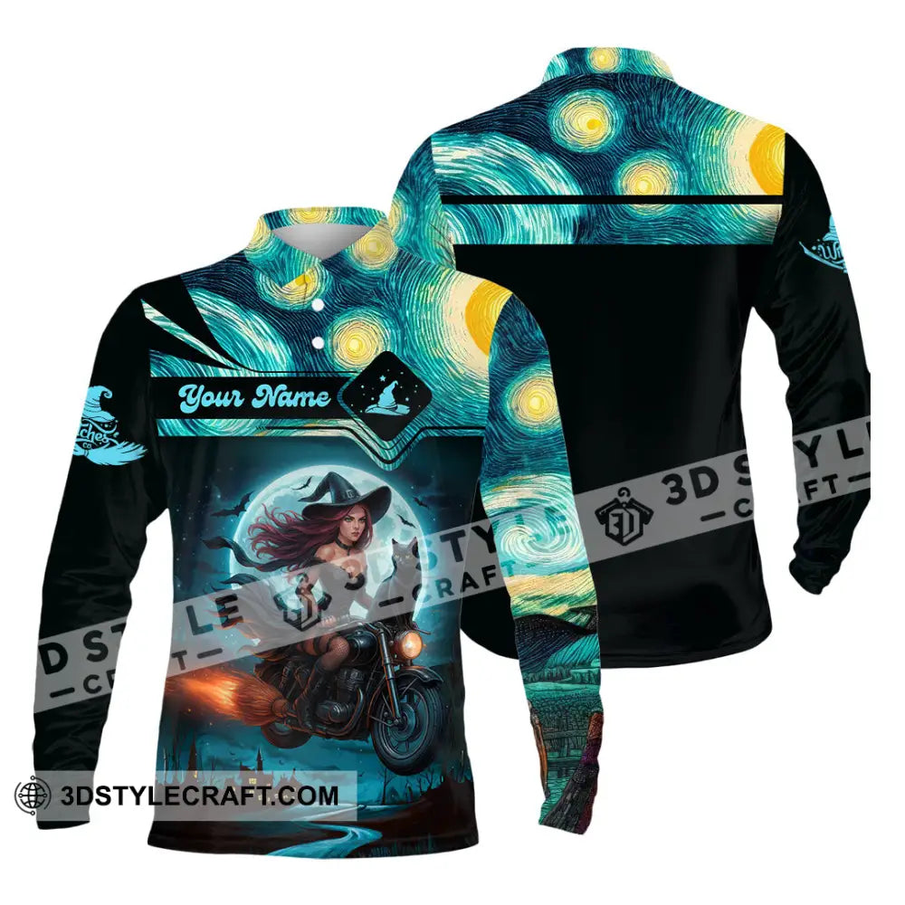 Women Shirt - Custom Witches Halloween Shirt Long Sleeve Polo / S T-shirt