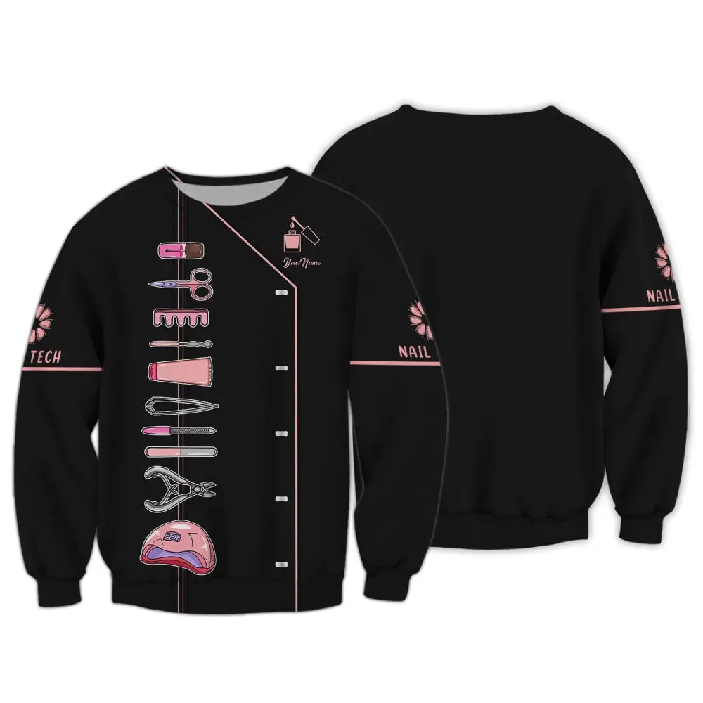 Women Shirt Nail Technician Tech Hoodie Sportwear Long Sleeve / S T-Shirt