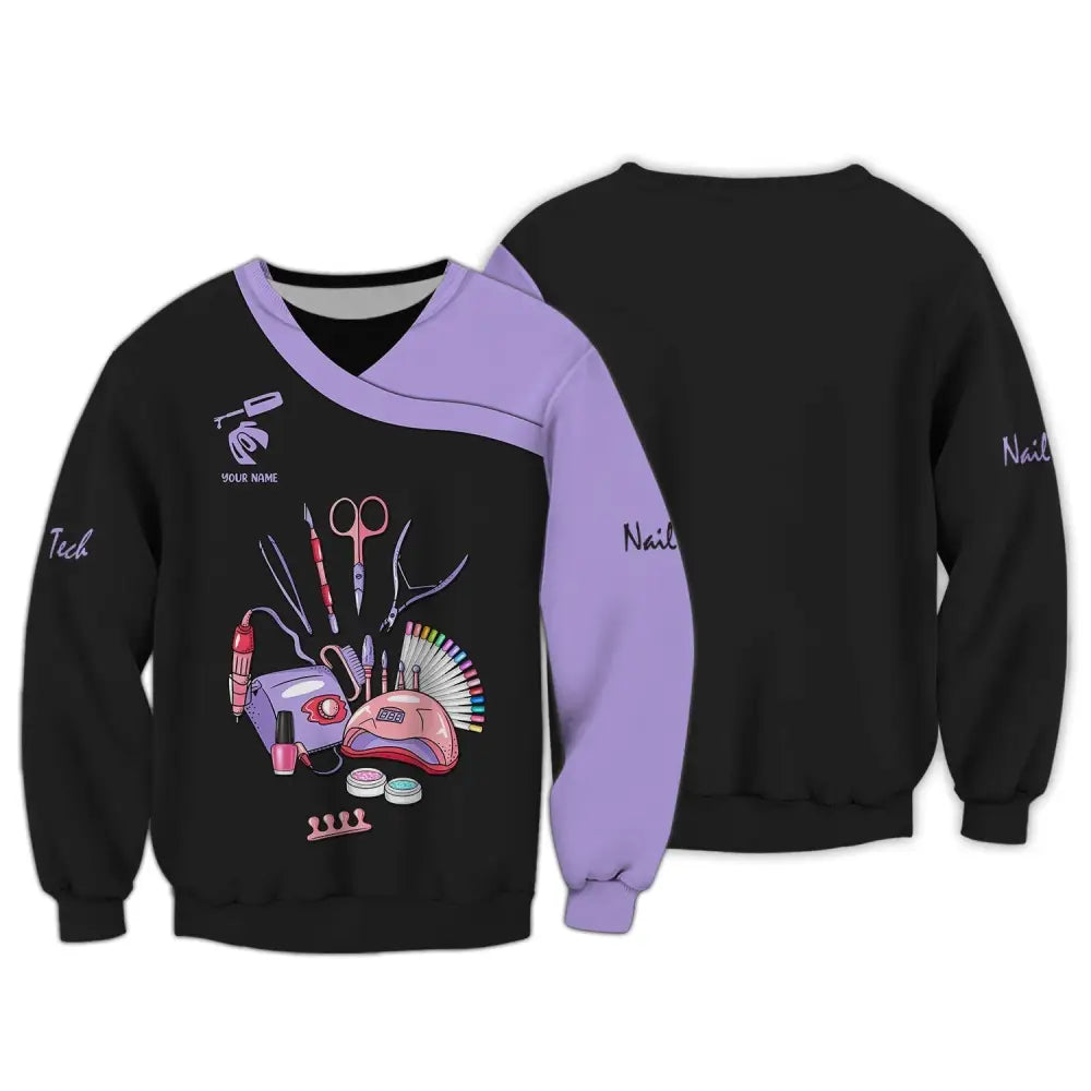 Women Shirt Nail Technician Tech Hoodie Sportwear Long Sleeve / S T-Shirt