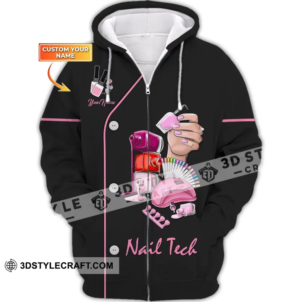 Women Shirt Nail Technician Tech Hoodie Sportwear Zipper / S T-Shirt