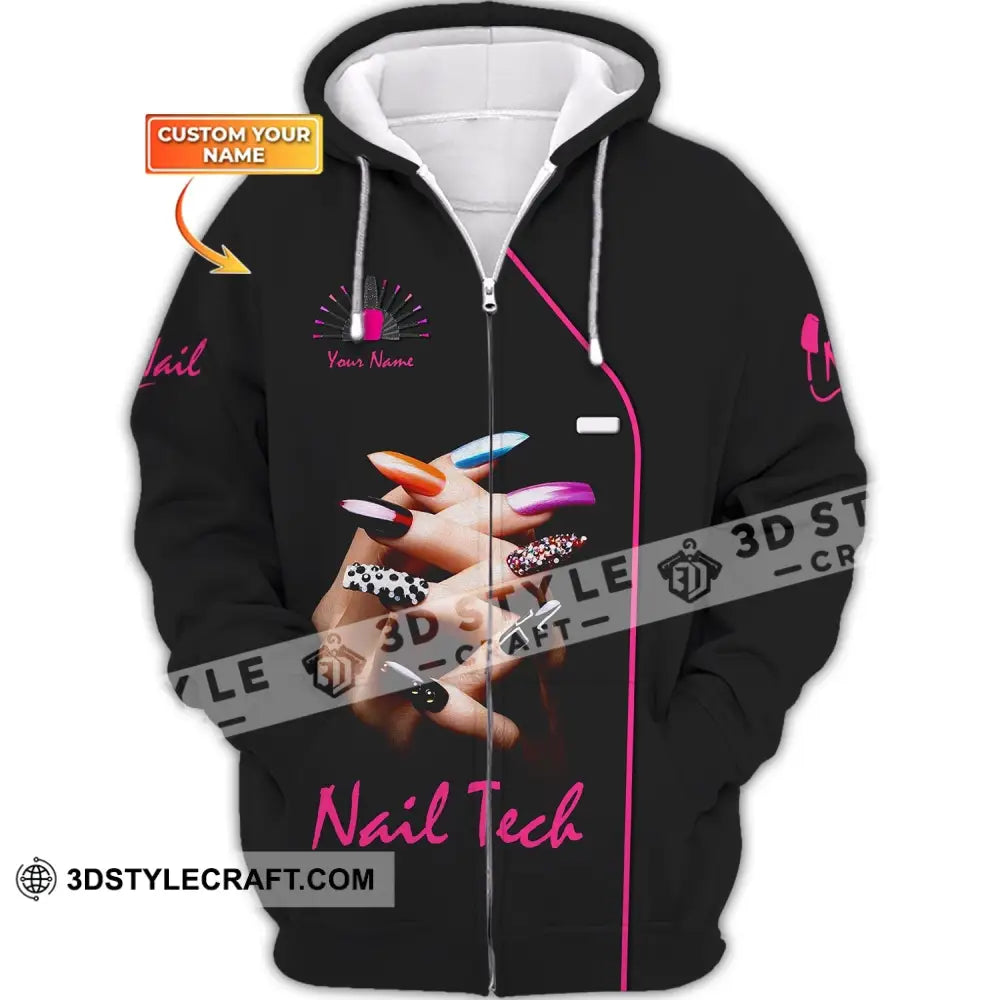 Women Shirt Nail Technician Tech Sportwear Zipper Hoodie / S T-Shirt