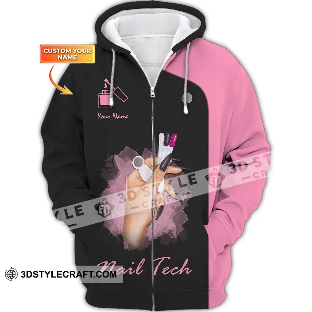 Women Shirt Nail Technician Tech Sportwear Zipper Hoodie / S T-Shirt