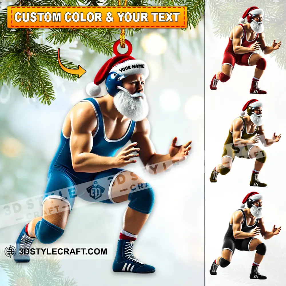 Wrestler Santa Home Decor Christmas Ornament Personalized 3.54’’ / 1